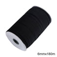 thumbnail image 1 of Width Flat Elastic Band Single Color Stretch Rope Sewing String for DIY Craft Clothes, 6mm, 200 Yards, Black, 1 of 8