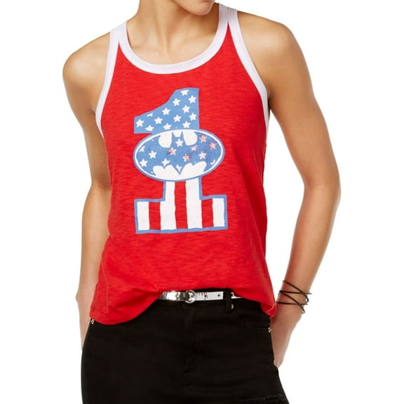 Batman Womens Graphic Tank Top, Red, Juniors, Small