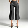 thumbnail image 2 of Womens Striped Capri Suit Pants High Waist Pocket Cropped Workwear Wide Leg Trousers for office Daily Casual Black XXL(XXL), 2 of 5