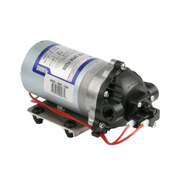 Pentair Shurflo 8000-543-236 Automatic-Demand 12V Diaphragm Pump, 1.8 GPM With Viton Valves, Santoprene Diaphragm, 50 PSI Demand Switch, 3/8" NPT Female Port