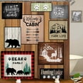 4PCS Black Bear Deer Shower Curtain Sets with Rugs, Waterproof Fabric