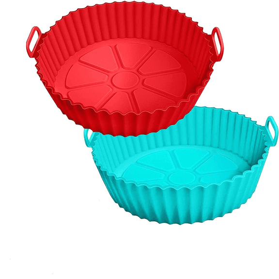 (2-Pack) Kitchen8 Air Fryer Silicone Liner: Non-Stick, Easy to Clean, Reusable & Durable (3 to 5QT)