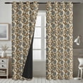 thumbnail image 4 of Vargottam Room Darkening Curtains - Vintage Leaf Bloom Pattern, Set of 2 Panels, 52" x 90" - Grommet-Top Blackout Window/Door Drapes for Bedroom, Nursery & Living Room - Brown, 4 of 9