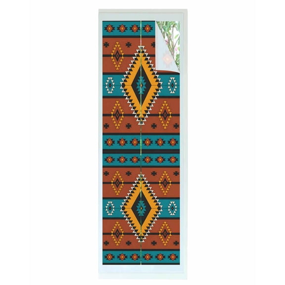 Window Privacy Film Aztec Southwest Stained Glass Window Film Decorative Sun Block Window Cover Boho Tribe Brown Geometric Window Clings Static Adhesive Sticker for Bathroom 23.6"x78.7"