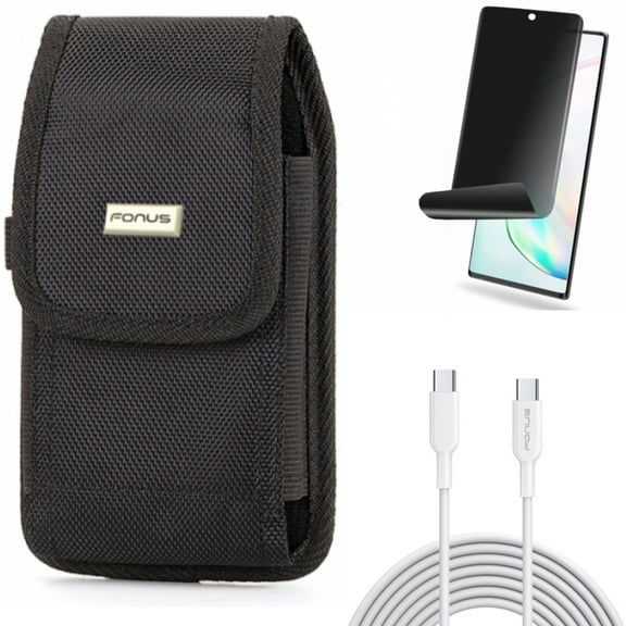 Case Belt Clip & 6ft Long Type-C Cable & Privacy Screen Protector for Samsung Galaxy Note 20 (6.7") - Combo with Swivel Holster & PD Fast Charger Cord Power & TPU Film Anti-Peep