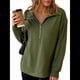 thumbnail image 2 of Sudadera Ligera y Suave de Larga con Solapa y Media Cremallera para Mujer, Estilo Informal, Holgada y con Cuello de . Verde XL, 2 of 8