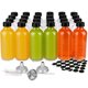 thumbnail image 1 of 24 botellas de vidrio transparente peque&ntilde;as de 2 onzas con tapas y 3 embudos de acero inoxidable, 60 ml botellas redondas de muestra Boston para poci&oacute;n, jugo, brotes de jengibre,, 1 of 6