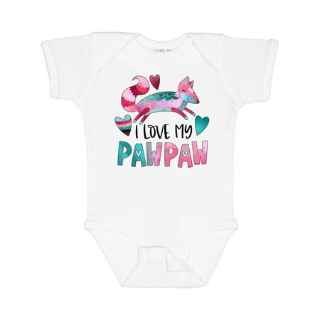 

Inktastic I Love My Pawpaw Pink and Blue Fox with Hearts Gift Baby Boy or Baby Girl Bodysuit