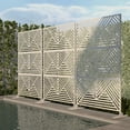 thumbnail image 3 of Lumibee Outdoor Privacy Screen with Stand for Patio Garden Metal Fence 012-Multidirectional Line White, 3 of 5