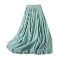 thumbnail image 5 of felwors Women's Cotton Linen Maxi Skirt - Flowy Boho Long Skirt with Ruffled Hem for Casual, Beach, Summer (Light Green, L), 5 of 5
