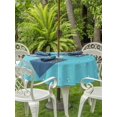 thumbnail image 3 of Outdoor Tablecloth with Umbrella Hole for Patio/Picnic/Party/Camping, Abstract Starry Sky Waterproof Table Cloth Round Cover Washable, Boho Cyan Modern Minimalist Art (Dia 54"), 3 of 9
