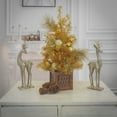 thumbnail image 4 of National Tree Company 3 ft. Pre-Lit Artificial Christmas Tabletop Tree, Gold, Gold Ball Ornaments, 35 Warm White Lights, Battery Operated, Remote Control, Bronze Square Base, 4 of 4