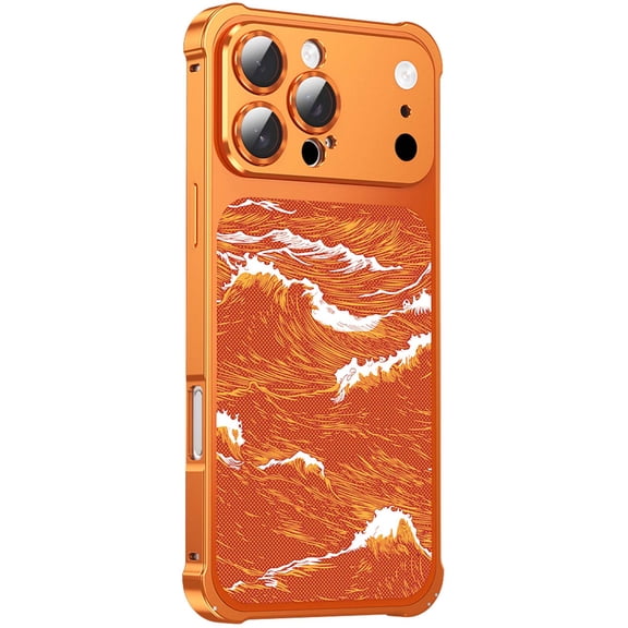 Dteck Magnetic for iPhone 16 Pro Max Case, Compatible with MagSafe, Camera Lens Cover Full Coverage Metal Bumper PC Back Slim Minimalist Case, Orange