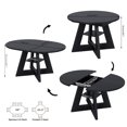 thumbnail image 6 of Extendable Dining Table Round Dining Room with Removable Leaves Space Saving, Wooden Cross Base with Storage Shelf Kitchen Living Room Black, 6 of 9
