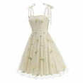 thumbnail image 2 of Stamzod Women Summer Floral Midi Dress formal Elegant Cocktail Swing Dresses Cute Tea Party Dress Beige E XXL, 2 of 9