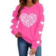 thumbnail image 2 of Avrnliq Womens Valentine Sweatshirt Hot Pink Heart Print Oversized Cozy Long Sleeve Cute Valentine's Day Gift for Her Girlfriend Casual Romantic Top,Size XL, 2 of 8