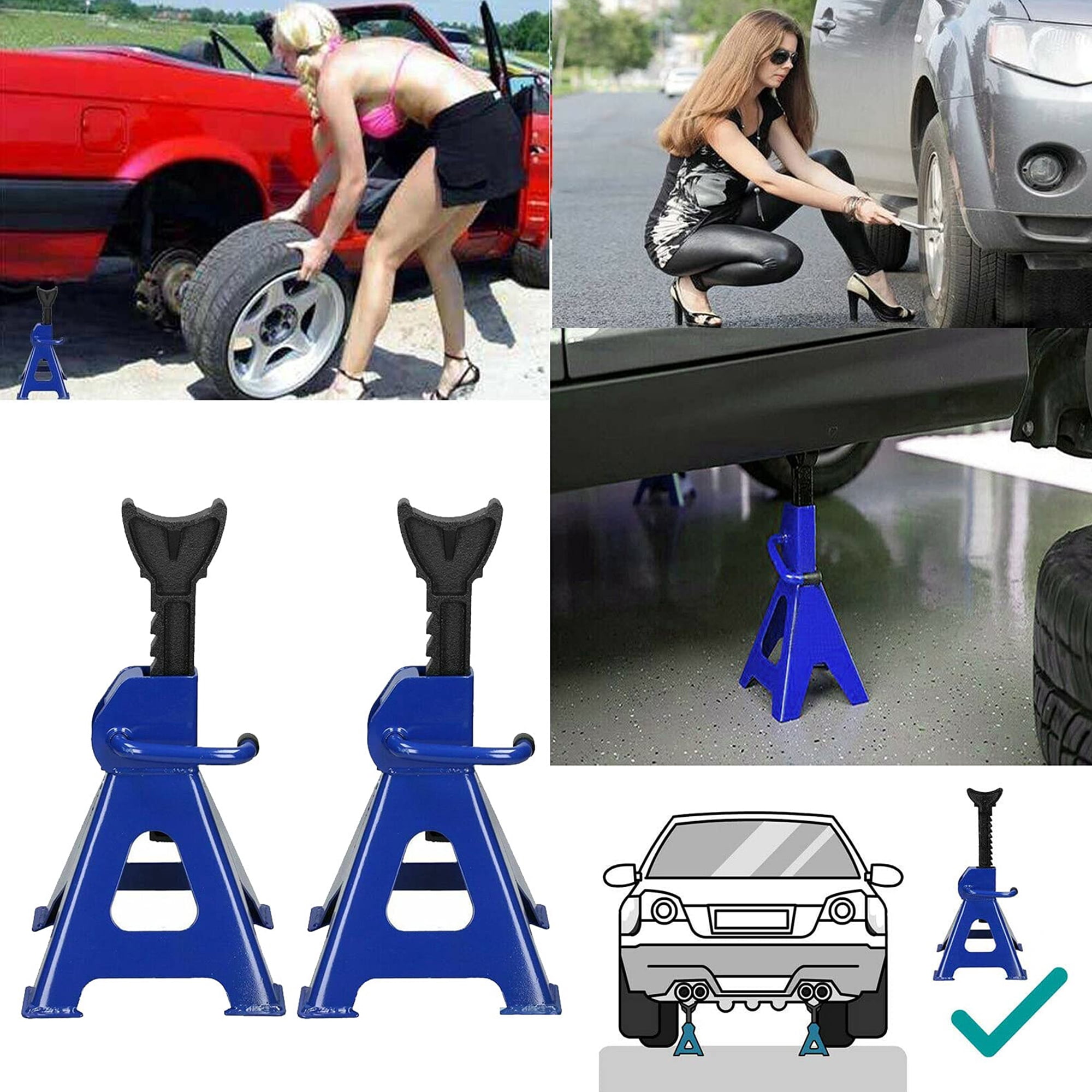 Elook 3 Ton Capacity Stands Set of 2PCS Heavy Duty Jack Stand 6 Ton/Pair Capacity Metal Steel Jack Stands CSelf-Locking Car Lift Auto Repair Tools 1 Pair Truck Jack for Garage Car Repair Maintenance