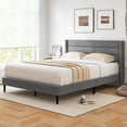 thumbnail image 4 of Costway Queen Bed Frame with Wingback Headboard Linen Upholstered Platform Bed Grey, 4 of 10