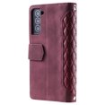 thumbnail image 3 of Compatible with Samsung S21+ Wallet Case, Premium PU Leather Zipper Flip Folio Wallet with Card Slot Crossbody Strap Magnetic Closure Built-in Kickstand Protective Case for Galaxy S21 Plus,Winered, 3 of 11