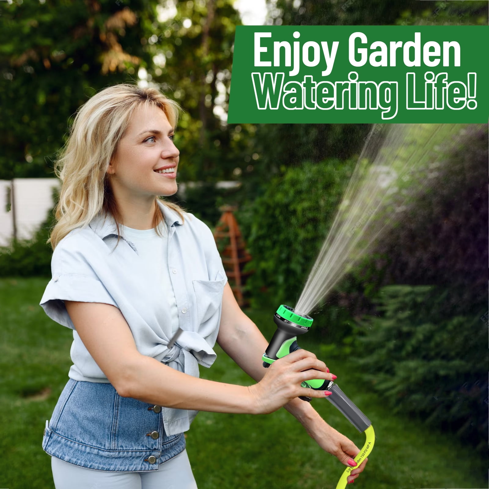 LOVFEN 50ft heavy-duty rubber garden hose, non-knotting, durable, flexible, leak-proof, safe for drinking water, suitable for home, outdoor, lawn, garden, industrial
