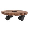 thumbnail image 1 of 1pc Flower Round Removable Solid Wood Flower Pot Tray with Rollers for Home, 1 of 7