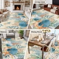 thumbnail image 5 of 5x7 Area Rugs for Living Room, Teal Blue Coastal Non Slip Area Rugs for Kitchen Bedroom Entryway, Summer Beach Starfish Shell Coral Nautical Retro Washable Carpet Runner Rug Floor Mats for Bedroom, 5 of 8