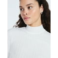 thumbnail image 4 of Scoop Women's Ribbed Mockneck Sweater, Lightweight, Sizes XS-XXL, 4 of 5