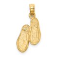 thumbnail image 4 of FJC Finejewelers 10 kt Yellow Gold and Rhodium Solid Polished Sandals Pendant, 4 of 6