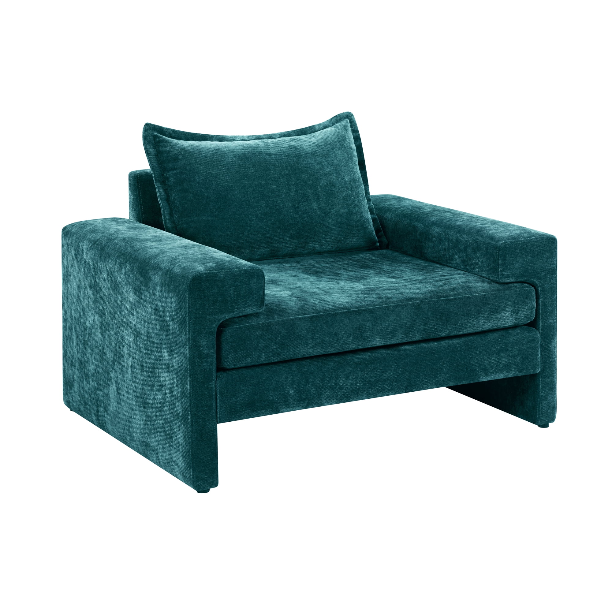 Euroco Chenille Upholstered Armchair 40.9" Accent Chair with Wide Armrests, Thick Cushion, Ergonomic Back Support for Living Room, Bedroom, or Office, Green