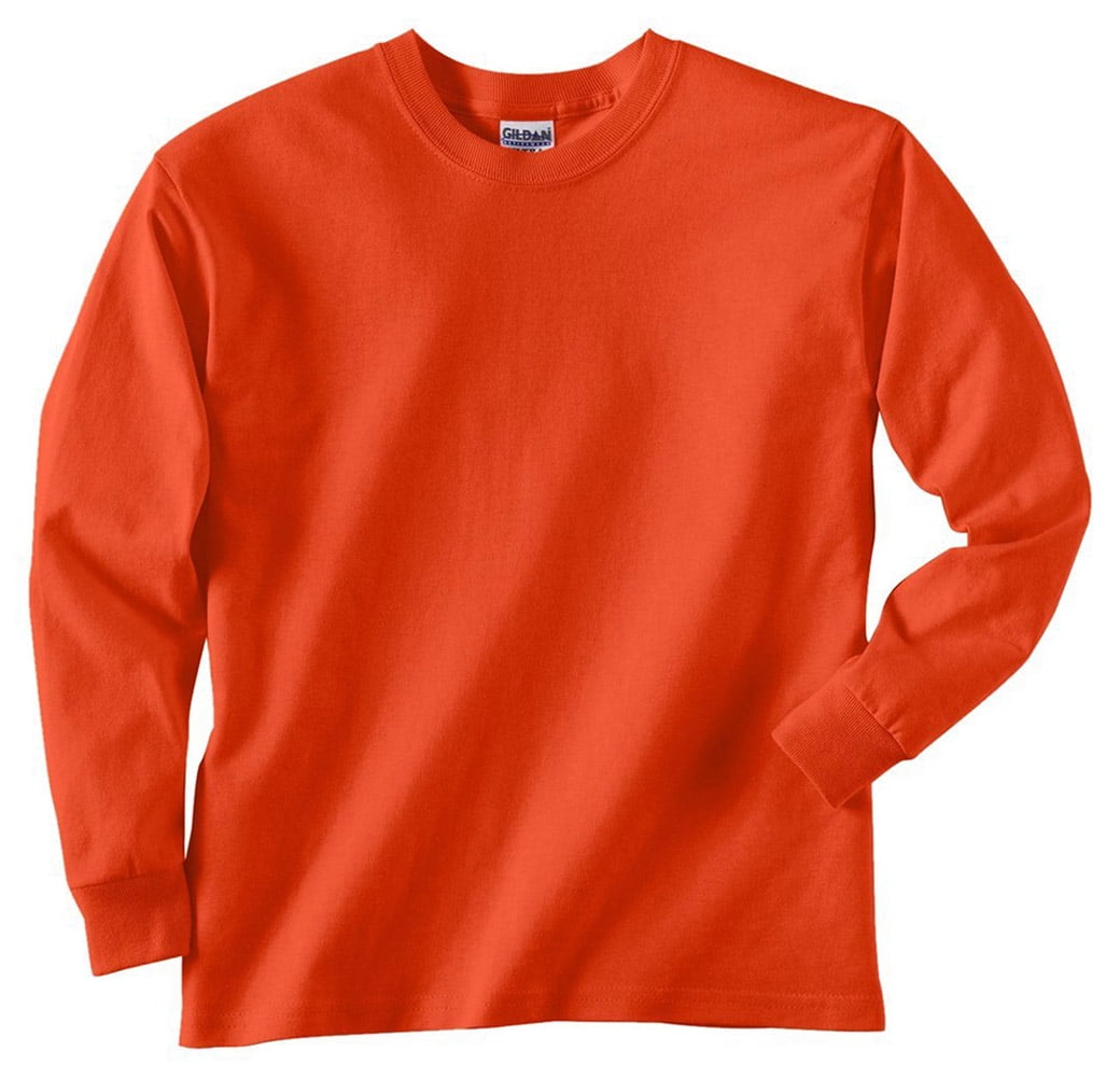 Gildan Gildan 2400B Youth LongSleeve TShirt OrangeSmall Walmart