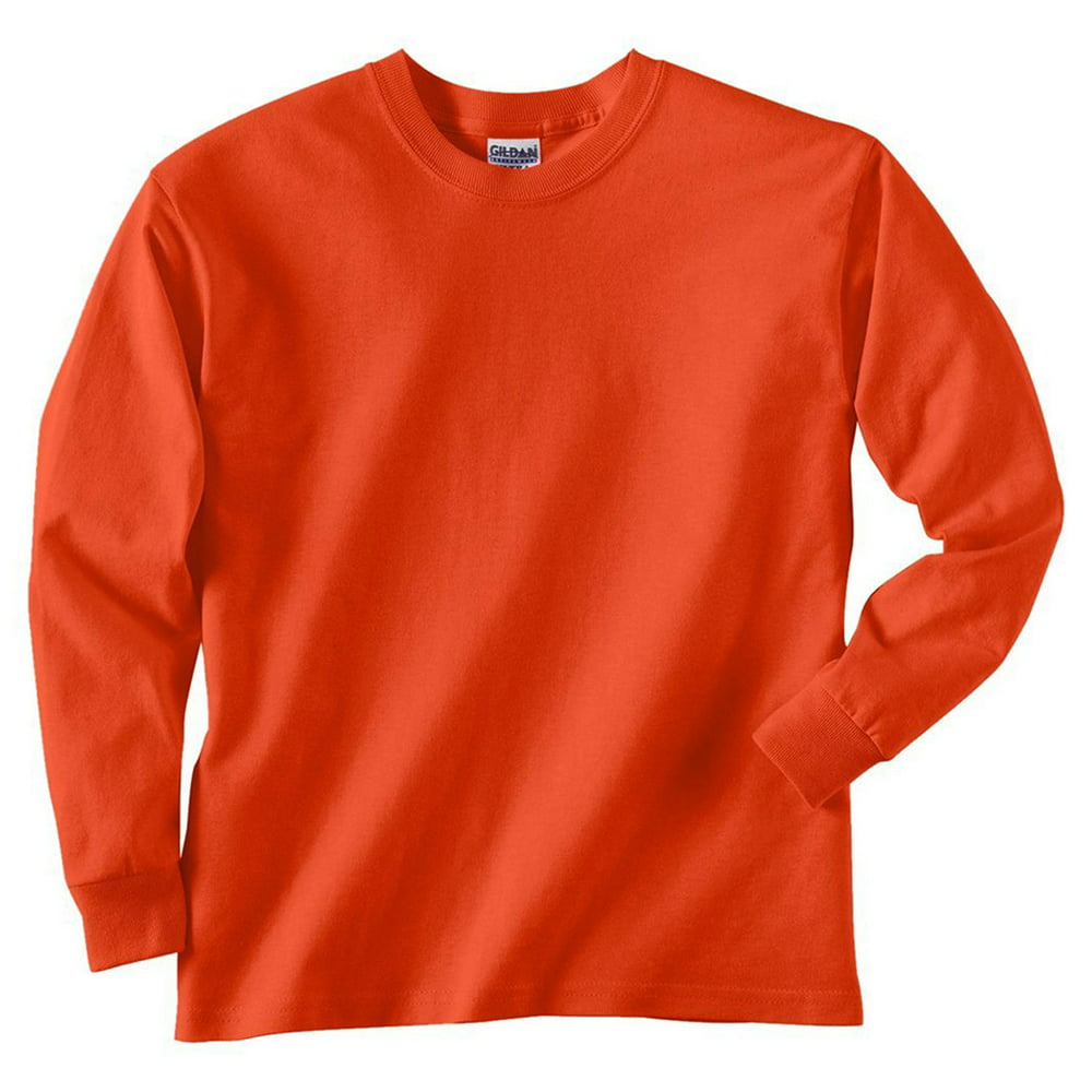 Gildan - Gildan 2400B Youth Long-Sleeve T-Shirt -Orange-Small - Walmart ...