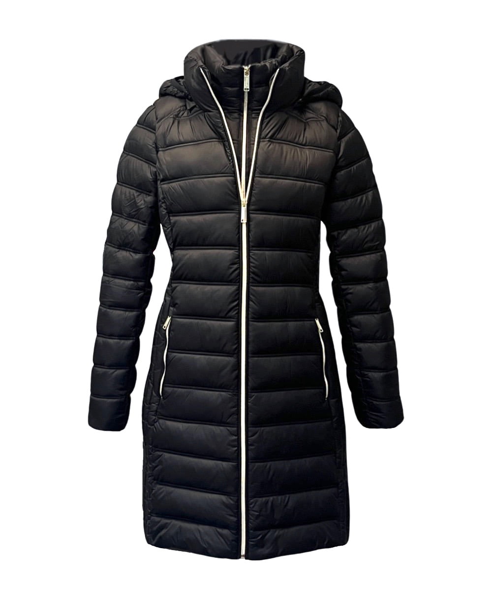 Michael Michael Kors Hooded Long Packable Quilted Double zip
