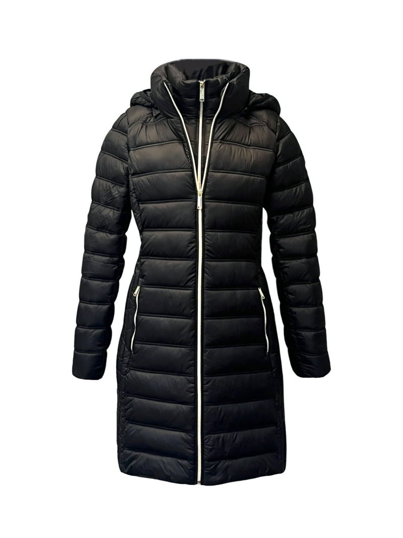 Michael Michael Kors Hooded Long Packable Quilted Double zip