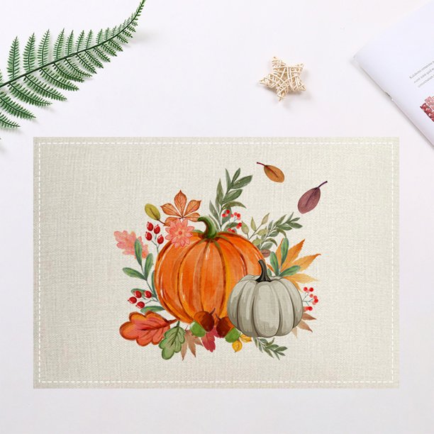 Uuiauoio Fall Themed Placemat Heat Resistant Table Mat for Dining Kitchen Thanksgiving Holiday Decor Print Home Table Setting Accessories Insulation Mats for Dinner Parties & Family Gatherings