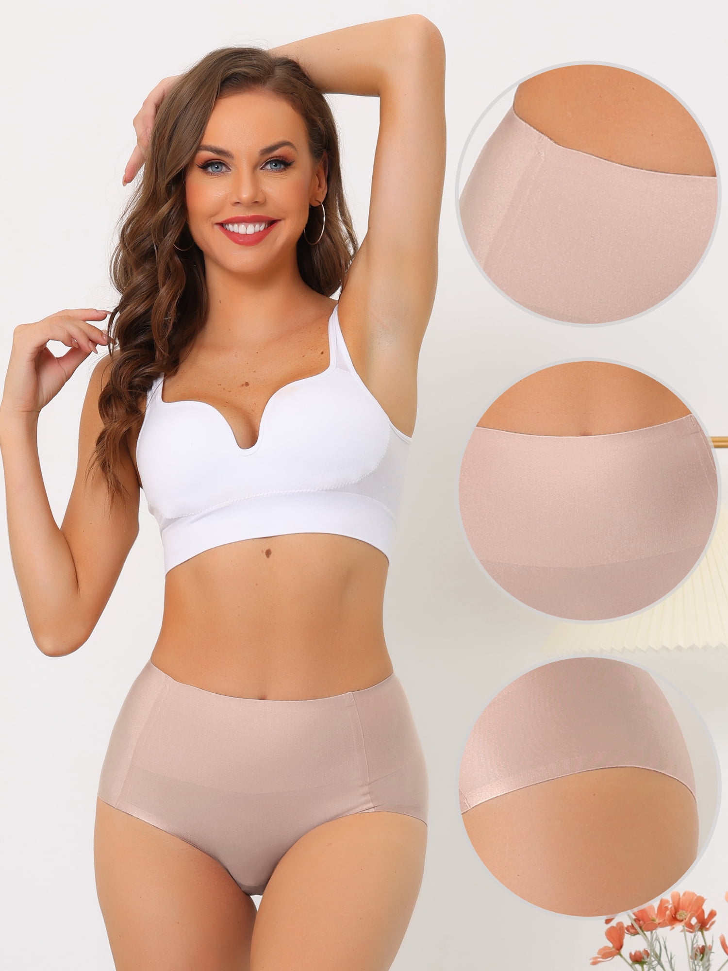 Unique Bargains Women's Tummy Control Breathable Hipster Underwear M Light Pink