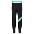 thumbnail image 4 of Xnihocha Kids Girls Ice Skating Training Pants Color Block Skinny Gymnastic Yoga Workout Legging Blue Green 14, 4 of 6