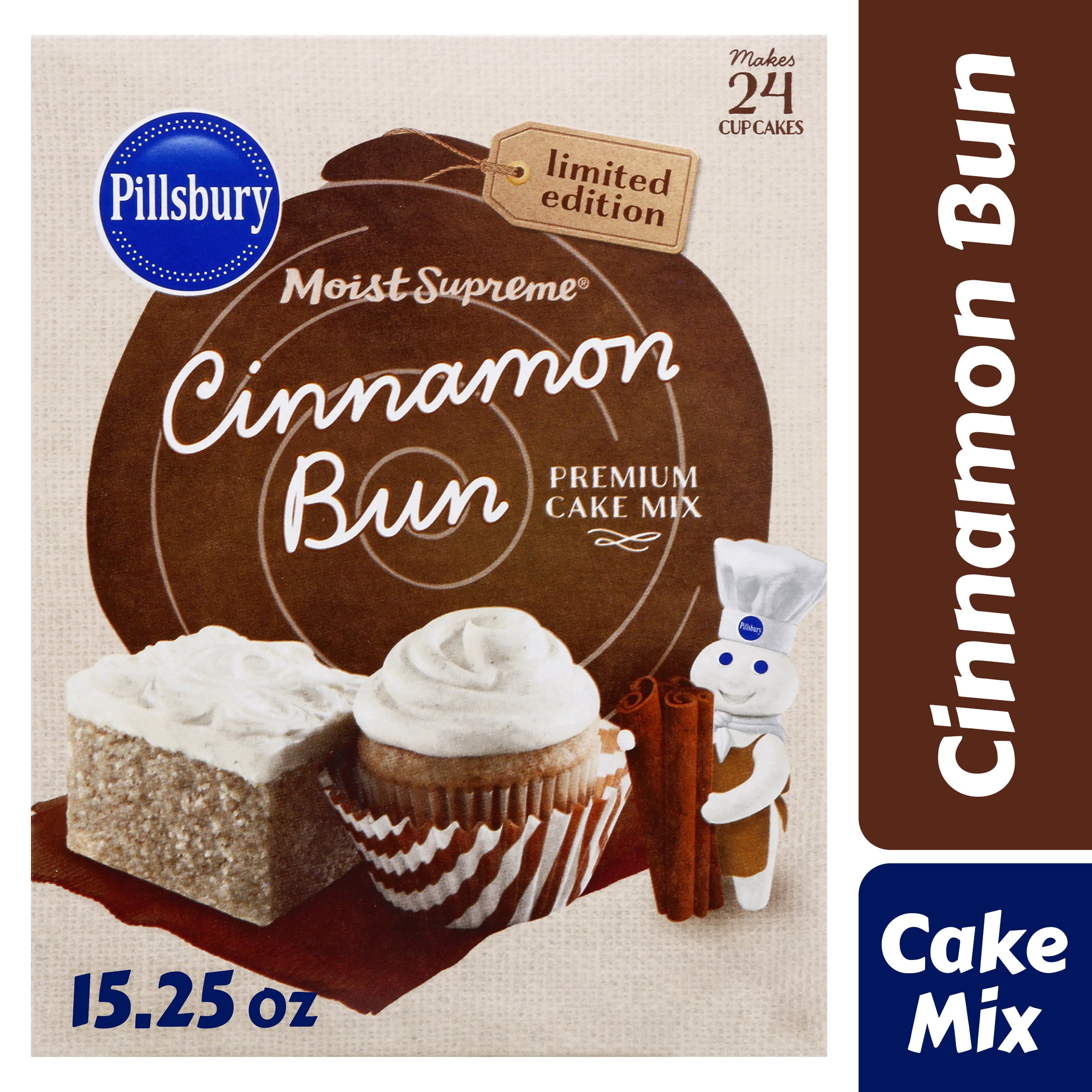 Pillsbury Moist Supreme Premium Cinnamon Bun Cake Mix, 15.25 Oz Box