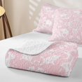 thumbnail image 4 of Castle Fairy Gothic Skull Bed Spread Queen,Boho Floral Damask Queen Coverlet Set,Blush Pink, 4 of 7