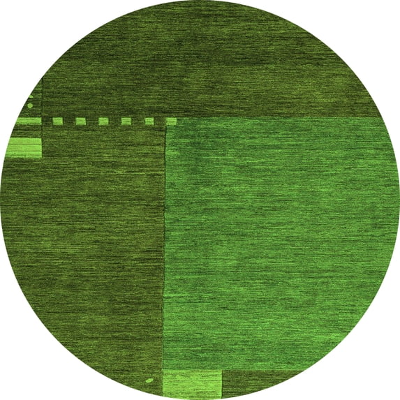 Ahgly Company Indoor Round Abstract Green Modern Area Rugs, 8' Round