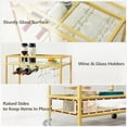 thumbnail image 5 of Tekola Gold Bar Cart, Beverage Cart with Wheels, Bar Cart for The Home, 2-Tier Drink Cart with Wine Rack and Glass Holder, Kitchen, Dining Room, Gold RCJ63B01Z, 5 of 6