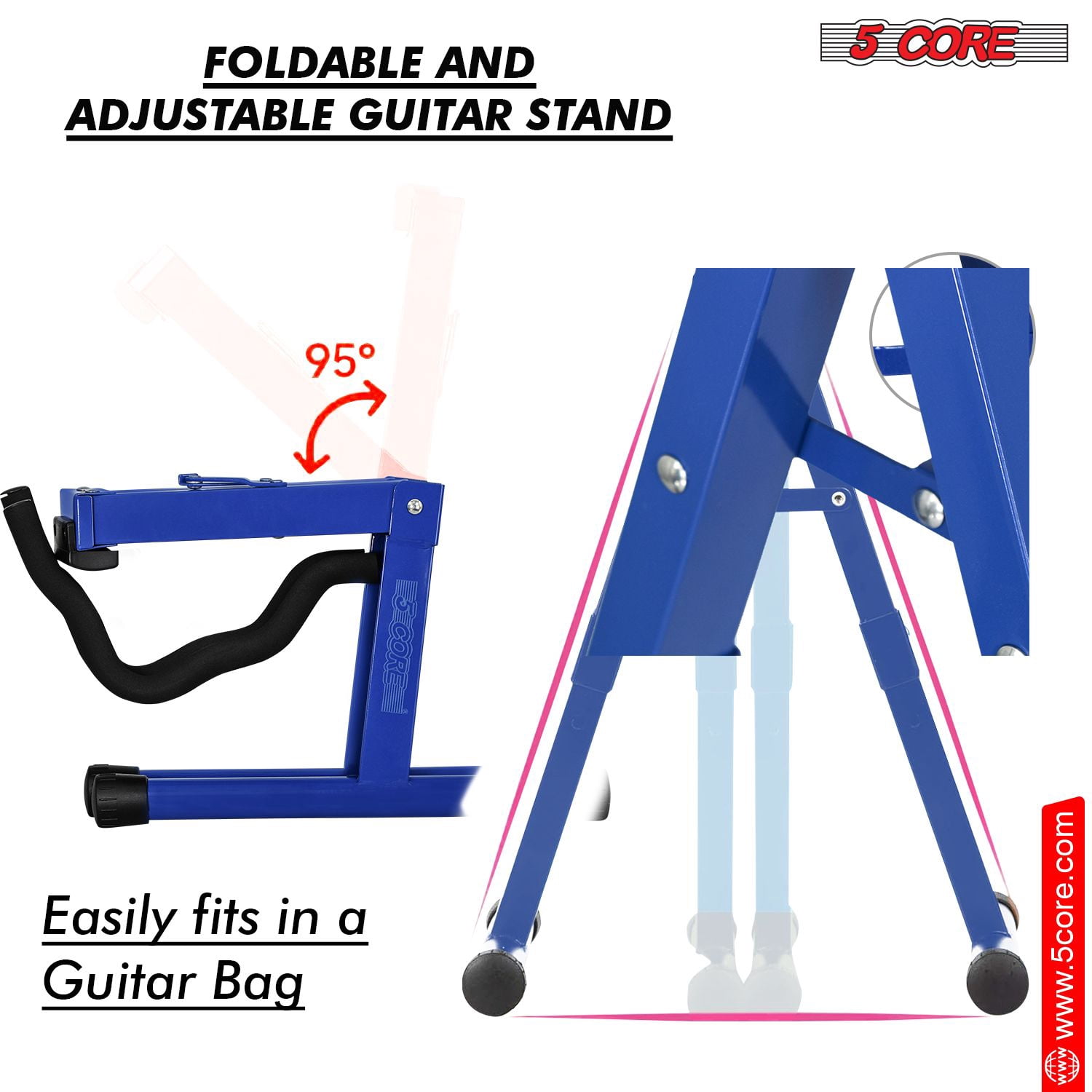 Guitar Stand A Frame Shape w Soft Foam Arm Non Slip Rubber for Acoustic Electric Bass Ukulele