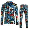 thumbnail image 4 of ZHOUCHANKIDS Men's Valentine's Day Long Sleeve Button Down Shirts Mens Valentine Day Printed Suit Set for Formal Dinner Dates Two Piece Jacket and Trousers Ensemble Blue XXXL, 4 of 9