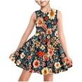 thumbnail image 2 of TGSLY Girls Summer Princess Dresses Cute Flower Printed Sleeveless Suspender Flared Skater Dress Loose Flowy Swing Beach Vacation Sundress with Pockets Multicolor#04 8 Years, 2 of 9