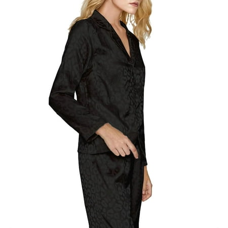 

Women s Pajama Sets Black Elegant Plain Lapel Pant Sets Long Sleeve