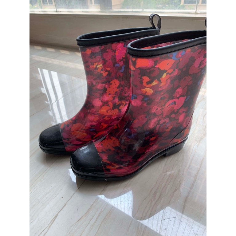 Wide calf red rain on sale boots