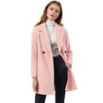 thumbnail image 3 of Abrigos de invierno raglán cruzados con solapa con muesca para mujer Rosa claro L, 3 of 6