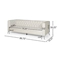 thumbnail image 2 of Contemporary Beige Fabric 3-Seater Sofa with Button Tufting & Durable Iron Legs | 88" W x 32" D x 30" H | Modern Living Room Furniture, 2 of 12