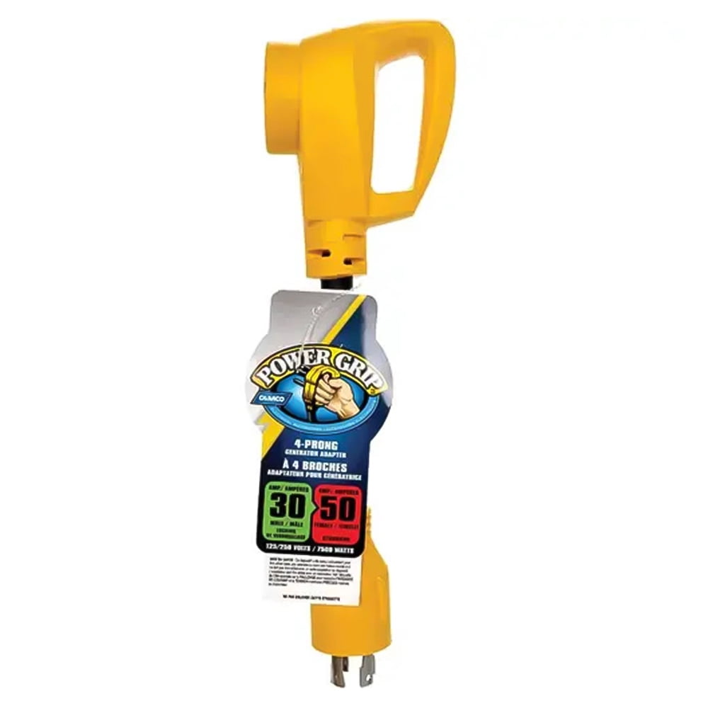 Camco PowerGrip Camper/RV Generator Adapter | Rated for 7500 Watts & 125/250 Volts, 12-Inches (55422)