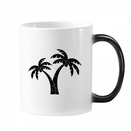 

Coconut Tree Beach Outline Changing Color Mug Morphing Heat Sensitive Cup With Handles 350 ml