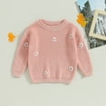 thumbnail image 2 of Fortune Toddler Baby Girls Sweaters Long Sleeve Crew Neck Flower Print Loose Knitted Pullovers Fall Winter Warm Clothes, 2 of 9